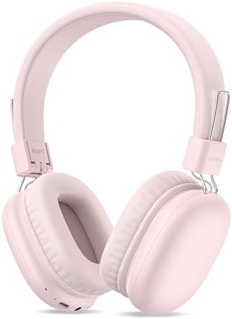 Casque Bluetooth Sans Fil Enfant, Casque Audio Enfant avec Jack, Casque Bluetooth 5.4 Pliable, Volume LimitÉ 85/94db, 50 Heures de Travail, Réglable, Headphones Sans Fil Pour Étude, Voyage (Rose)