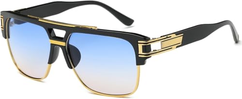 Square Aviator Large Fashion Sunglasses For Men Women Goggle Alloy Frame Glasses