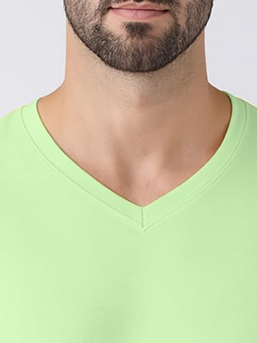 Image of Friskers Men's V-Neck Short Sleeves Cotton T-Shirt - Casual T-Shirt, Regular Fit