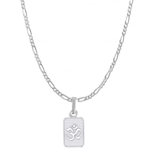 Pendentif OM argent 925 et sa chaîne Figaro à offrir pour homme et femme