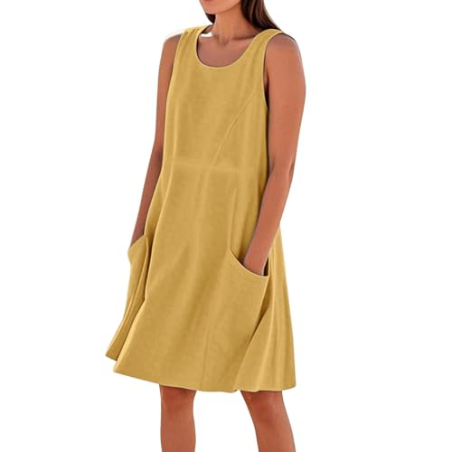 Robe d'été imprimée en lin sans manches pour un look ensoleillé au quotidien