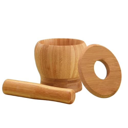 Xijobido Mortero Pequeño Con Maja - Triturador de Especias en Madera,Mortero Manual De Madera Para Pimienta Preparación De Comidas Chefs Caseros Alimentos Frutos Secos