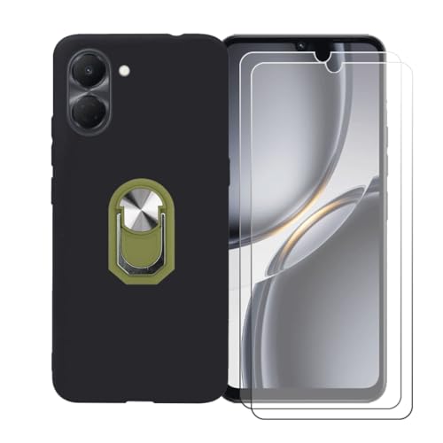 CongJiaLingXi �P�[�X �K�p �� Tecno Spark Go 3 (6.75") �����O�T�|�[�g+ [2�p�b�N]�����K���X�X�N���[���v���e�N�^�[�A�_��ȃV���R�[���V�F���o���p�[TPU�ی�J�o�[�������,�O���[��