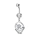 Lieson Piercing Nombril Femme, Piercing Au Nombril Acier Chirurgical Panier Fleur Zirconium Blanc Nombril Anneau Argent