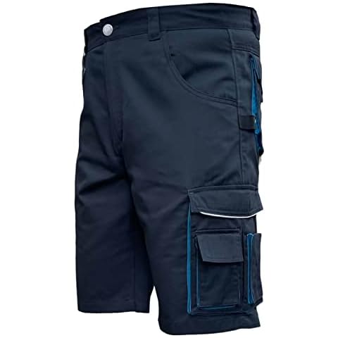 Popoqo Mens Combat Cargo Summer Work Shorts Multi Pockets in Black Or Navy Durable Safety Workwear Heavy Duty - BLACK-34W Cover