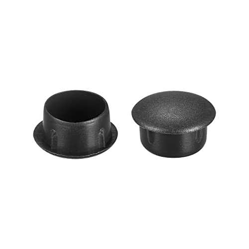 Image of uxcell Screw Hole Plugs, 15mm(19 /32 inch) Dia PP Snap in Shelf Button Flush Type Caps for Furniture Cabinet Cupboard, Black 60 Pcs