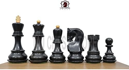 Russian Zagreb Chess Pieces Set only- King 3.8" | Luxury Unique Chess Set in Ebonised (Dyed) Boxwood | Best Gift for Him or Her | Chess Moscow