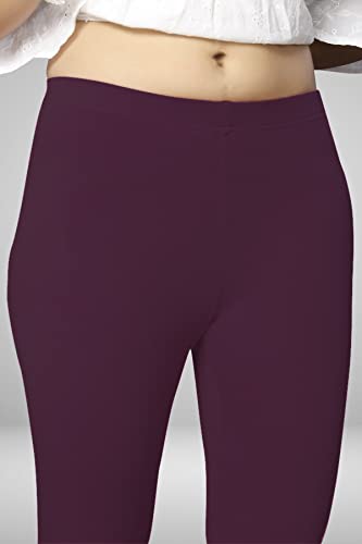 Image of Women's Cotton Skinny Leggings with Ankle Length Solid Pattern Mid Rise and Elastic Closure | Cotton Skinny Leggings for Womens
