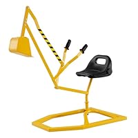 COSTWAY Kids Excavator Toy, Ride on Sand Digger with 360° Rotatable Function, 2-Handed Controls, Flexible Shovel, Steel Sandbox Beach Toys for 3+ Years Old