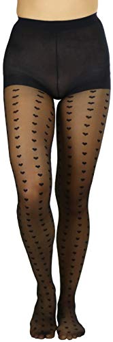 Image of ToBeInStyle Women's Valentine Day Themed Opaque Sheer Pantyhose w /Heart Love