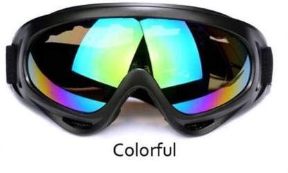 Grandbiker Adjustable UV Protective Outdoor Glasses Motorcycle Goggles Dust-Proof Protective Combat Goggles in Colourful Lenses (Pack Of 2)