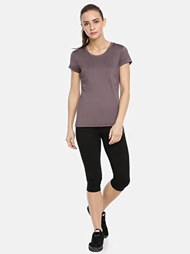 Image of Macrowoman W-Series Active Yoga Capris for Women with High-Rise Poly Cotton Stretch with Flat Waistband and Chafe-Free Fit