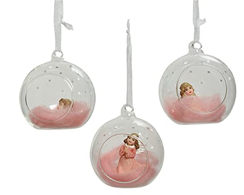 Bolas de Navidad de cristal con ángel, 8 cm x 1 unidad, surtido de hadas, color rosa transparente