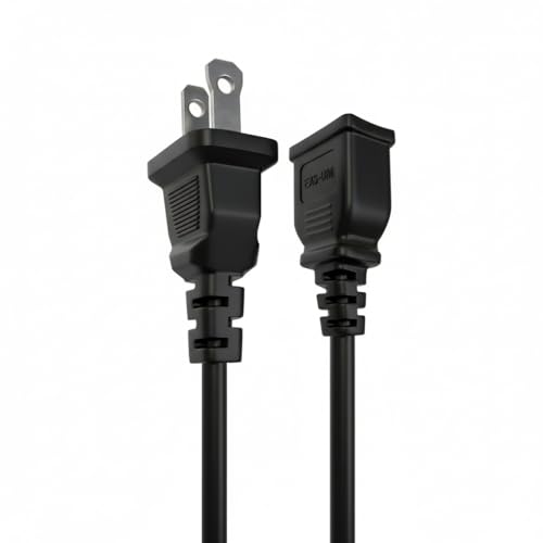 5FT Short Thin Extension Cord Indoor Black 2 Prong 5A 125V 625W (1Pack)