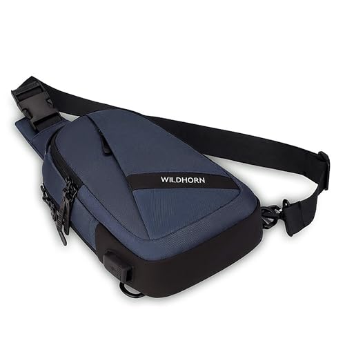 Image of WildHorn Sling Bag for Men | Water-Resistant Crossbody Chest Bag with Multiple Compartments I Adjustable Strap for Travel, Office & Daily Use