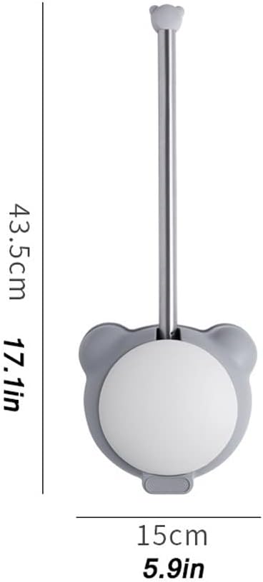 Toilet Brush Holder Toilet Brush Holder Household Wall-mounted Toilet Bowl Brush Bathroom Long Handle Cleaning Brush with Base 360° No Dead Angle Toilet Cleaning Brushs Toilet Brush Holders(Gris)