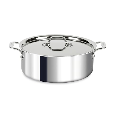 All-Clad D3 3-Ply Stainless Steel Stockpot 6 Quart Induction Oven Broiler Safe 600F Pots and Pans,...