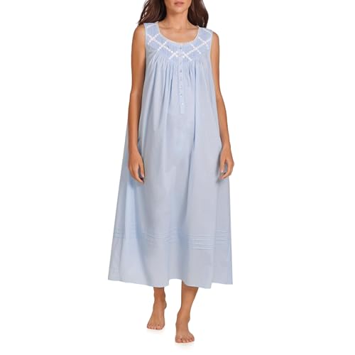 Image of Eileen West Sleepwear & Loungewear for Women - Poetic Woven Lawn Collection - 100% Cotton Lightweight Sleeveless Nightgown