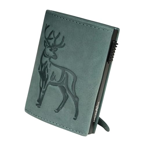 Image of The X Project Staggo Trifold Wallet | Premium Genuine Leather | Aluminium Cardholder | Side Slide Pop-Up Card Ejector | Carry Up to 6 Cards and 1 Slot for Carrying Cash & Folded Bills (Blue)