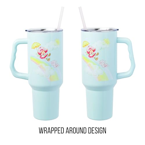 Image of Silver Buffalo Strawberry Shortcake and Custard Stainless Steel Tumbler with Handle, Fits in Standard Cup Holder, 40 Ounces (Pack of 12)