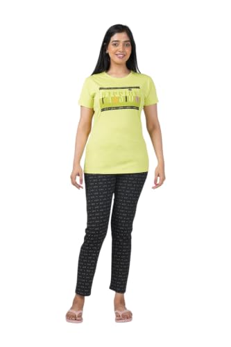 Image of Fly Birds Women Pure Cotton Tshirt and Pyjama AOP Set