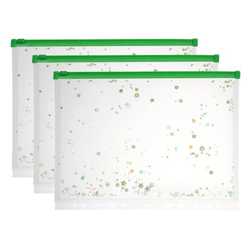 Pochette plastique transparente A4 étanche avec zip vert fluo x3