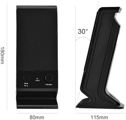Computer Speakers, Portable 3.5mm Audio Interface Dual Stereo Sound 3W Output with Front Control Buttons for PC Laptop Tablet MP3