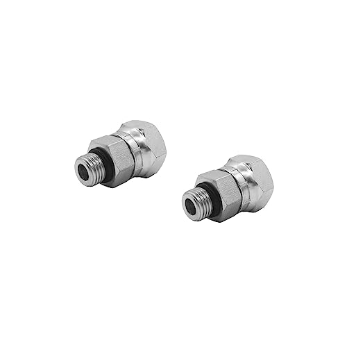 Image of (2-PACK) 6900-06-08-O Hydraulic Hose Adapter Fitting 3 /8 inch Male O-Ring Boss (9 /16 inch-18UNF)x1 /2 inch NPSM Female Pipe Swivel (1 /2 inch-14NPSM) SAE Straight Pipe Joints Tube Connector Carbon Steel
