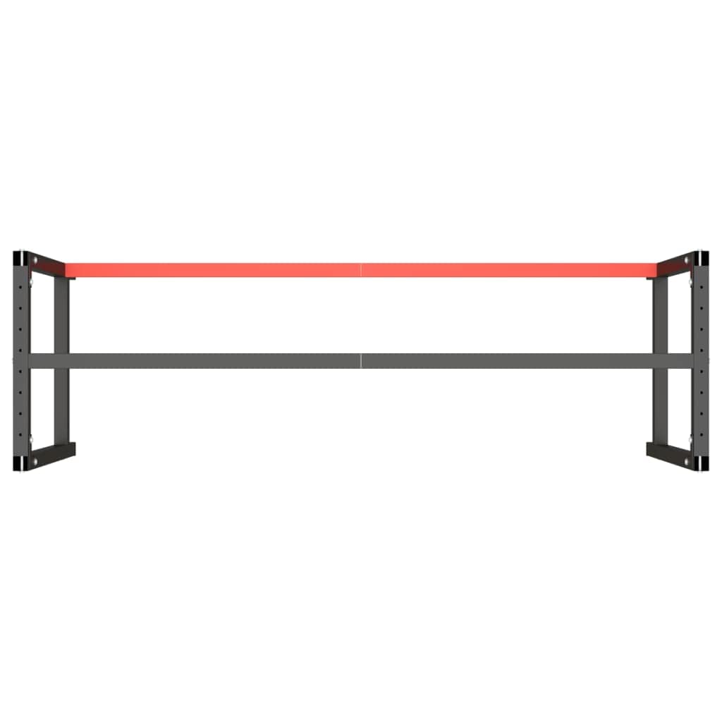 Marco de banco de trabajo (180 x 57 x 79 cm, metal), color negro y rojo mate