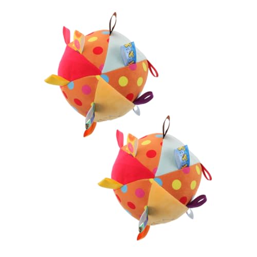 SUPVOX 2 Sensoriales Montessori Para Bebés Y Pequeños Juguetes Educativos De Peluche Pelota Sensorial Montessori Sonajero De Tela Naranja