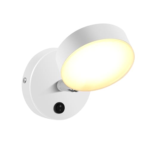 Image of Kawell Nordic Modern LED Wall Sconce with Switch Rotatable Hardwired Wall Light Indoor for Bedroom Study Room Nursery Kids Room, White