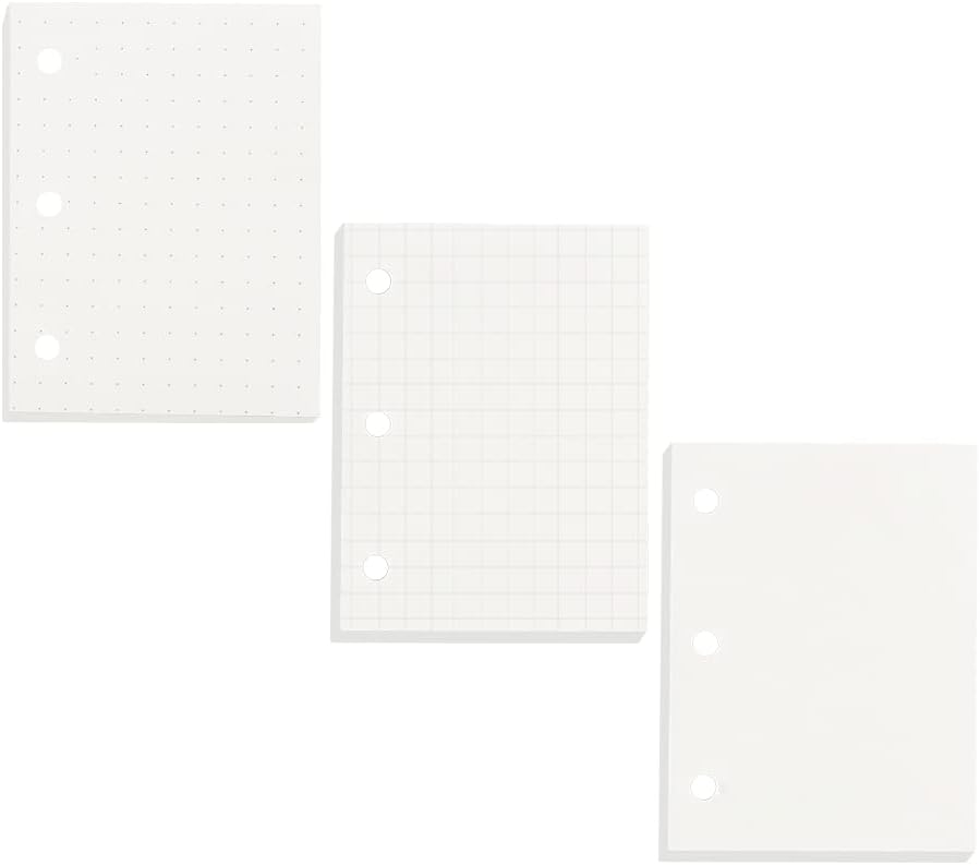 3 Pack Mini Binder Filler Paper Planner Refills 3 Holes Punched Refill Papers Beige Color Loose Leaf Paper for Mini 3 Ring Refillable Notebook Binders, 80 Sheets per Pack, Total 240 Sheets