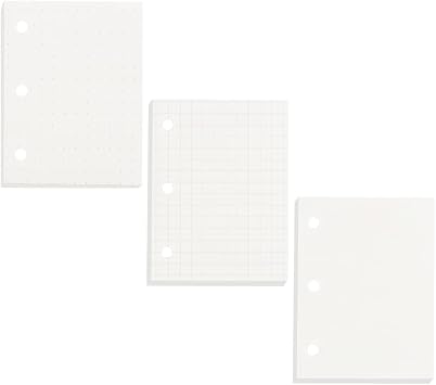 3 Pack Mini Binder Filler Paper Planner Refills 3 Holes Punched Refill Papers Beige Color Loose Leaf Paper for Mini 3 Ring Refillable Notebook Binders, 80 Sheets per Pack, Total 240 Sheets