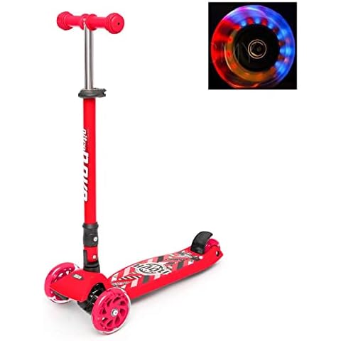 CMY Kids Scooter Tilt and Turn Kick 3 Wheel Lightweight scooter for Toddler with LED Light Up Wheels, Adjustable Height for Children Boys Girls Scooter Age 3-8 (RED) Cover