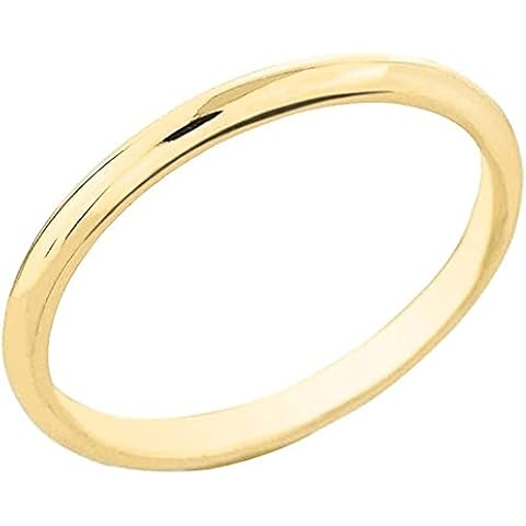 10K Yellow Gold Dainty 2mm Wide Comfort Fit Band Traditional Wedding Ring for Women and Men - Size 10-1/4 Cover