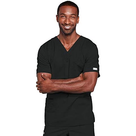 CHEROKEE Men & Women Scrubs Top Workwear Core Stretch V-Neck 4725, Black, S Cover