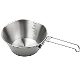 Porssaut Edelstahl Campingschüssel mit Faltbar Griff Outdoor Camping Breiter Mund Messschüssel