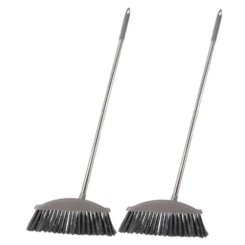 MOLUCKFU Stainless Steel Combination Broom and Dustpan Set Long Handle Broom for Home for Room Cleaning