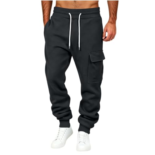 Pantalon de randonnée homme cargo jogger hiver automne, gris foncé, grand