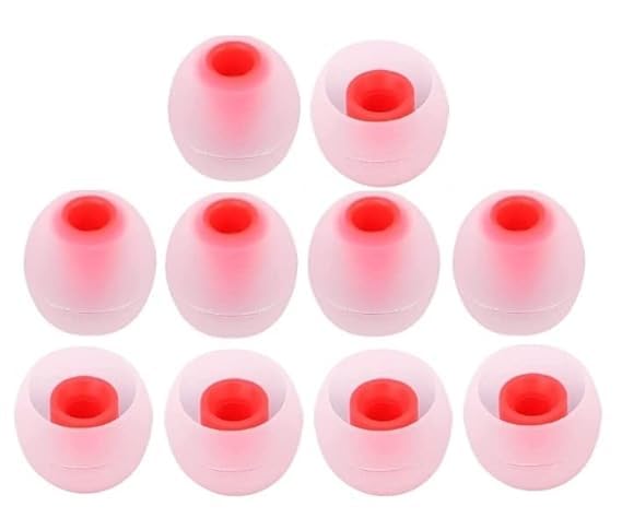 Replacement Earphone Silicone Rubber Medium Size 5 Pair Caps for Realme Boat Oppo Vivo Samsung One Plus Airpods, Earbuds, Bluetooth Neackband(10pcs Eartips) (Red White 10 Pcs)-image-23