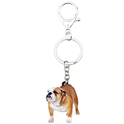 WEVENI Acrylic English Bulldog Keychain Pets Keyring Jewelry Charms For Women Girls Wallet Bag (Yellow2)4