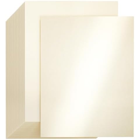 CreGear 25 Sheets Cream Shimmer Cardstock 8.5 x 11 Cardstock Paper, Thick Cardstock 92lb/250gsm Pearlescent Card Stock Printer Paper, Metallic Paper for Christmas Card Making, Invitations, DIY Crafts Cover