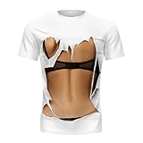 面白いtシャツ メンズ 半袖 胸見え セクシー おっぱいTシャツ スキンフィット 軽い ファッション 重ね着風 3dプリント おもしろ 筋肉シャツ ストレッチ カジュアル 人気 ボディビル スポーツ 夏服 部屋着 普段着