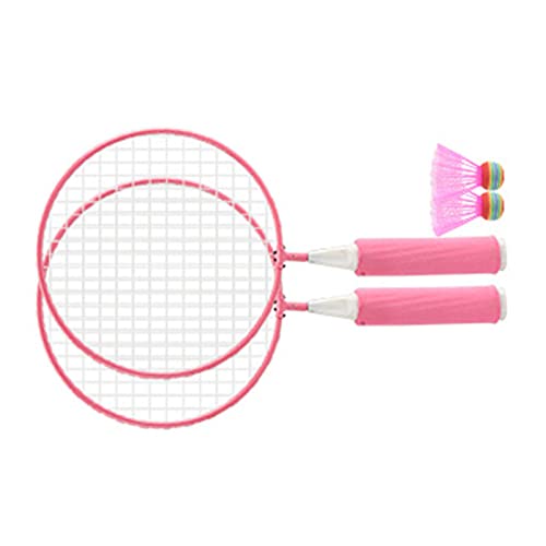 Raqueta de Bádminton, Red Grande, Agarre Suave, Marco de Aleación, Antideformación, Juego de Raqueta de Bádminton para Niños para Ejercicio en Interiores (Pink)