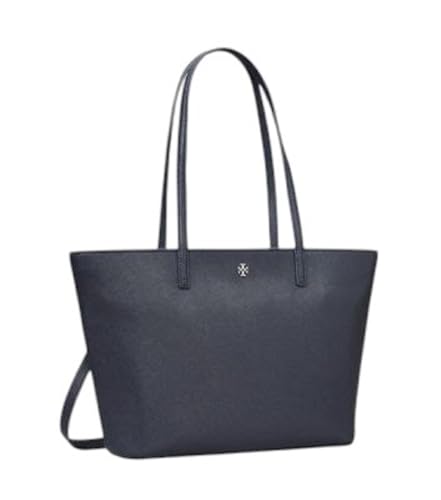 Image of Tory Burch Emerson Top Zip Tote Detachable Crossbody Strap (Tory Navy)