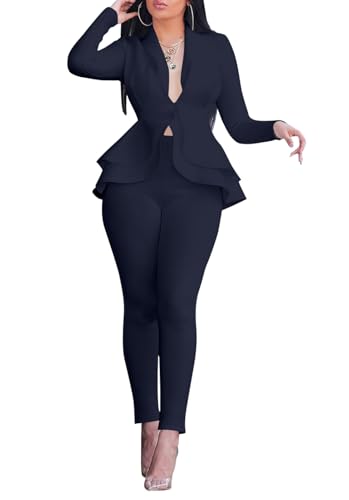 Salimdy 2 Piece Outfits for Women Long Sleeve Dressy Blazer Pants Suits | Business Casual Suits for Women Sexy Two Piece Funeral Church Work Office Interview Graduation product thumbnail 9
