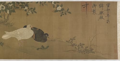 Pintura decorativa oriental de camelias y aves para dar armonía y arte a su sala de estar