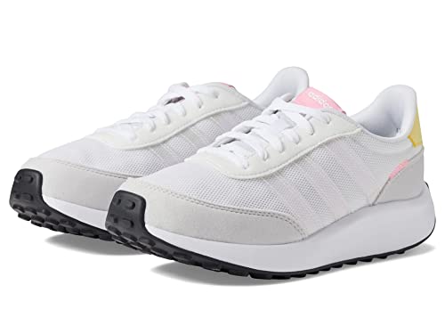 adidas Girl's Run 70s (Little Kid/Big Kid) White/Bliss Pink/Beam Pink 7 Big Kid M