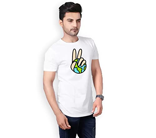 Image of DBURKE Men's T-Shirt Solid Round Neck Half Sleeve T-Shirt Sports & Gym (World Piece)