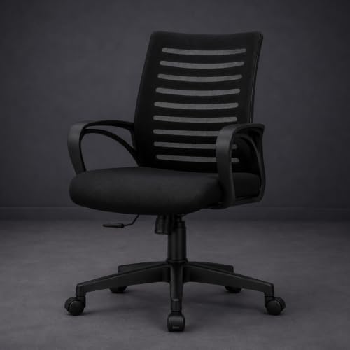 Image of Varaha Aroha BIS Certified Ergonomic Office Chair for Home & Office | Breathable Air Mesh Back Computer Desk Chair with Adjustable Support, Tilt Lock, Class 4 Gas Lift | Heavy Duty Nylon Base | Black